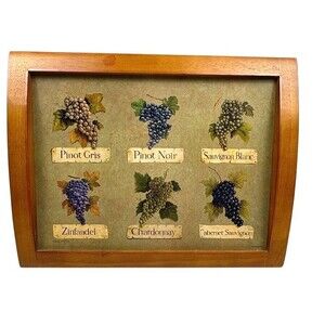 VTG Naomi McBride Pimpernel “Wine Varietals” Serving Tray 17x13 Wood Cork Back